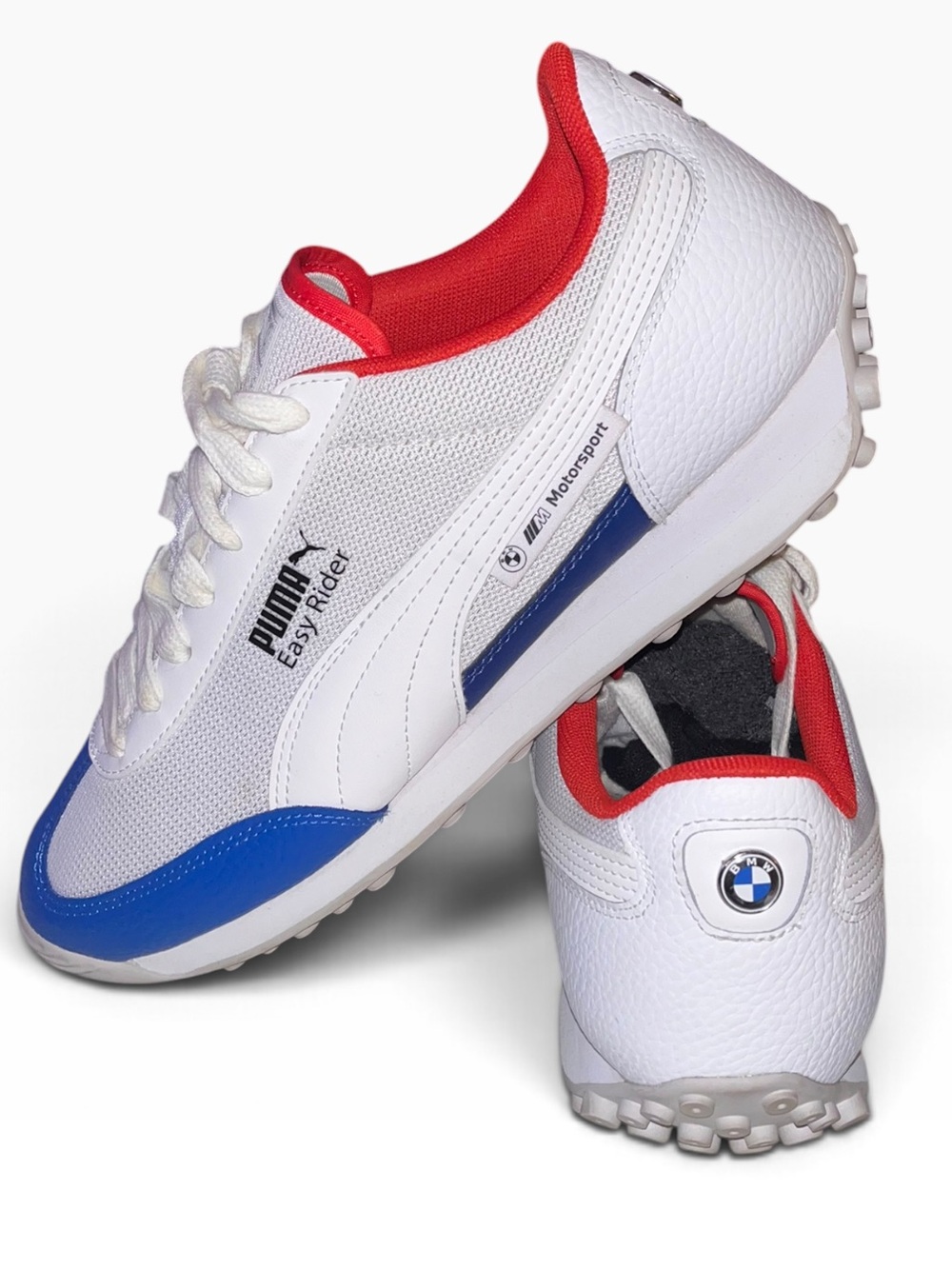 Puma BMW White Sneakers with Blue and Red Accents Men’s 9.5